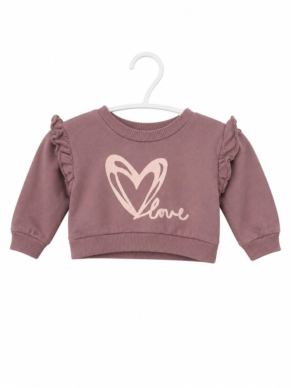 chick pea Mauve Heart 'Love' Ruffle Sweatshirt